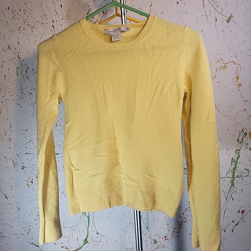 FINALE SALE - vintage holt renfrew Yellow 100% Cashmere Shirt Size XS